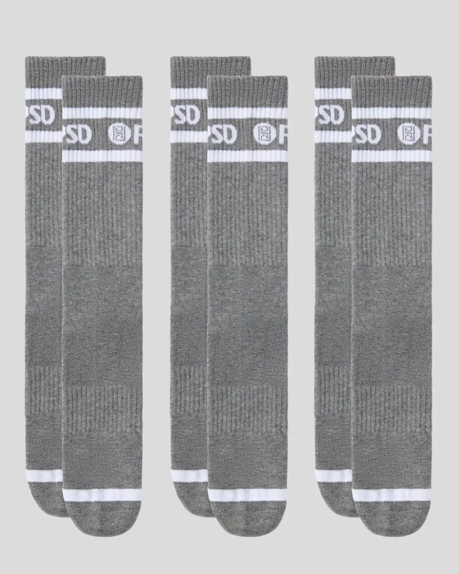 Men PSD | 3 Pack - Logo Stripe Crew - Gray