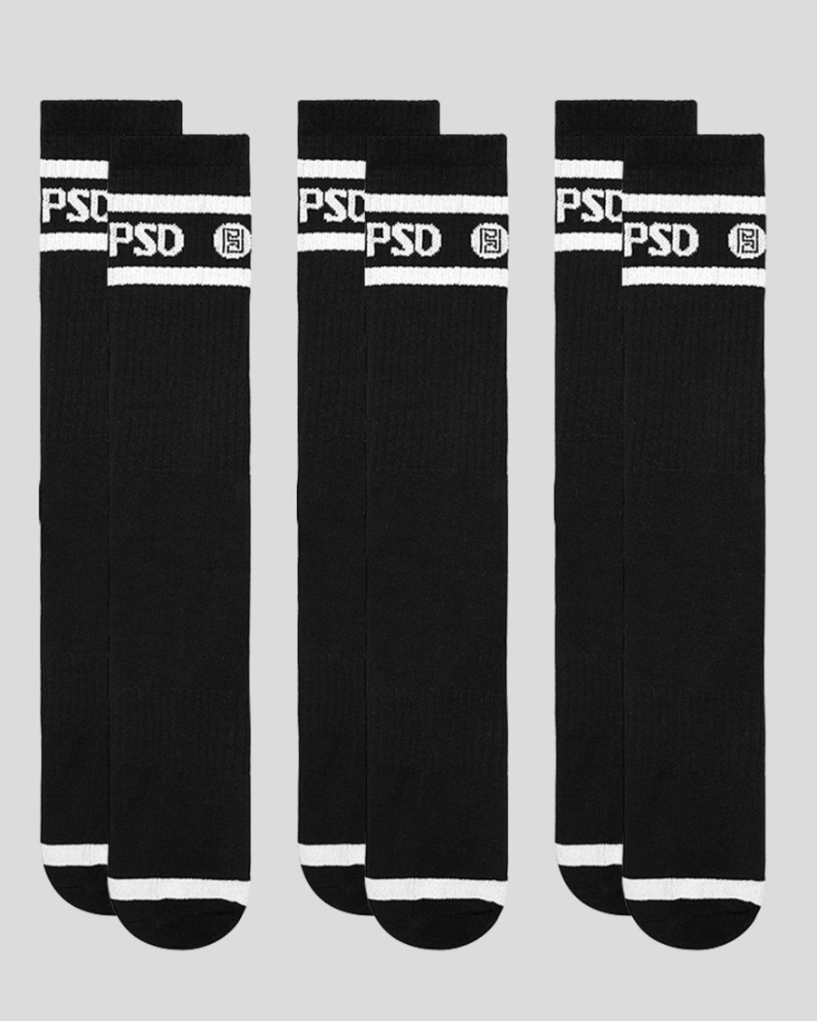 Accessories PSD | 3 Pack - Logo Stripe Crew - Black