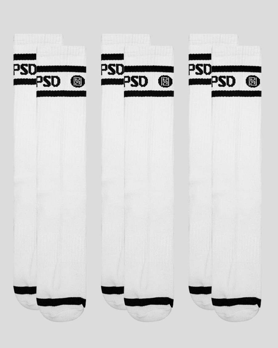 Accessories PSD | 3 Pack - Logo Stripe Crew - White